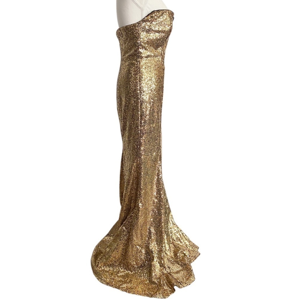Gold Sequin Strapless Gown - Picture 3 of 15